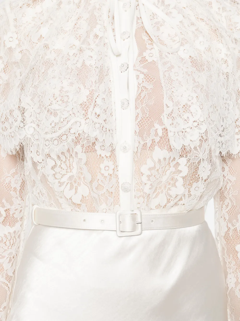 Self-Portrait lace-panel satin maxi dress Wit