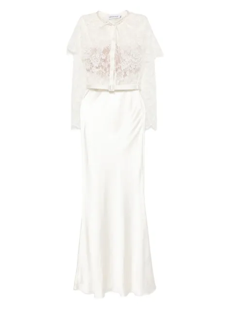 Self-Portrait lace-panel satin maxi dress