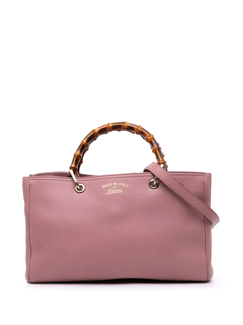 Pre-owned Gucci 2016-2025 Medium Calfskin Bamboo Shopper Satchel