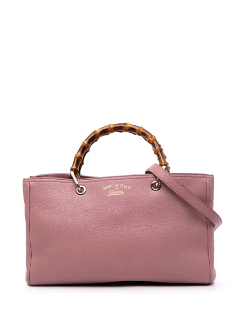 Gucci Pre-Owned شنطة 'بامبو شوبر' جلد متوسطة بحمالة كتف 2016-2025