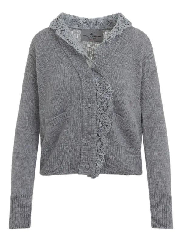 Ermanno Scervino lace-trimmed Cardigan | Grey | FARFETCH