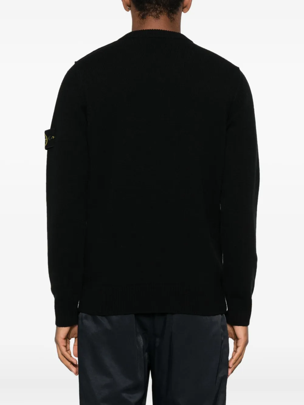 Stone Island v-neck logo-badge sweater Zwart