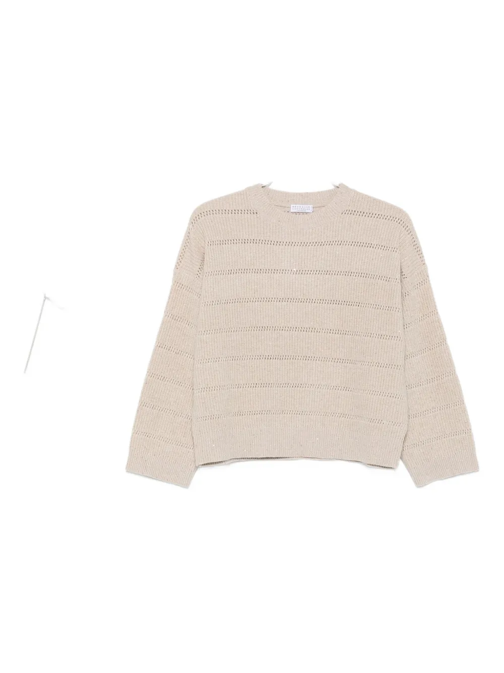 Brunello Cucinelli striped open-knit sweater Beige