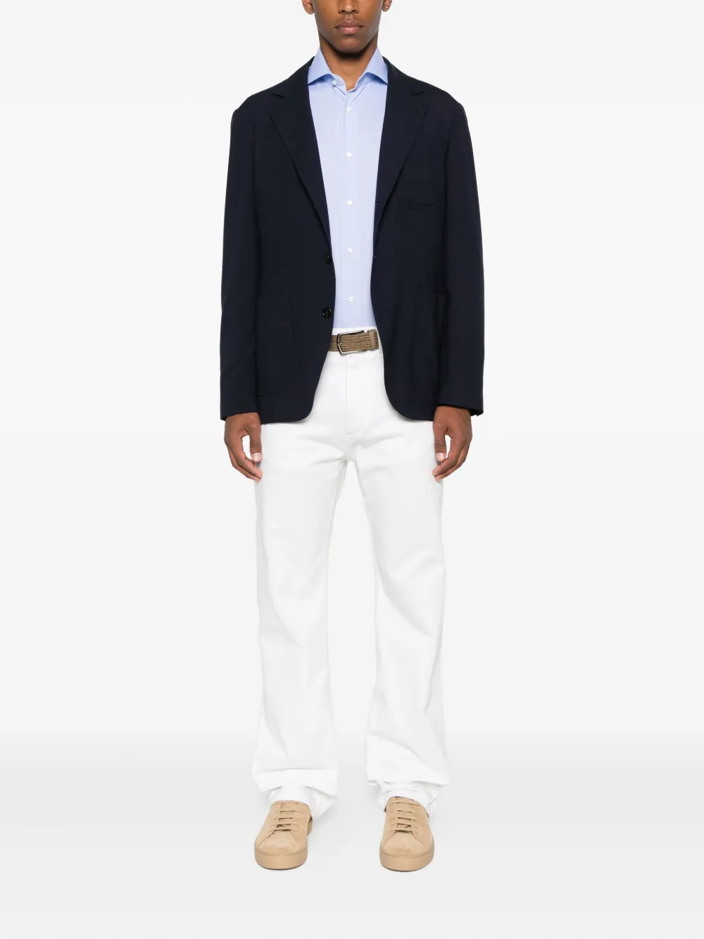 Barba button-fastening cotton shirt Blauw