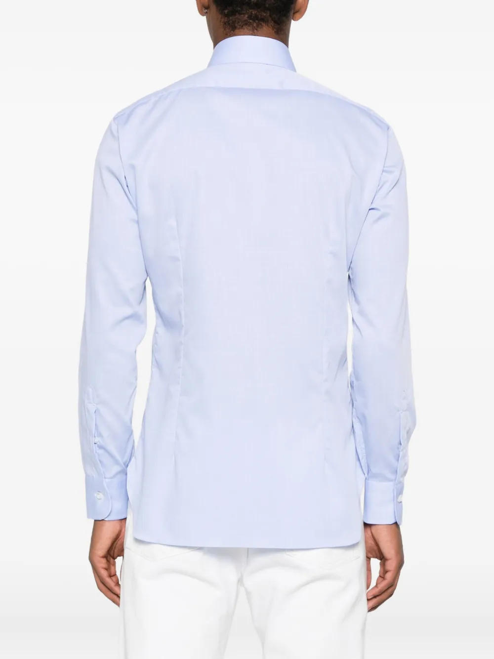 Barba button-fastening cotton shirt Blauw
