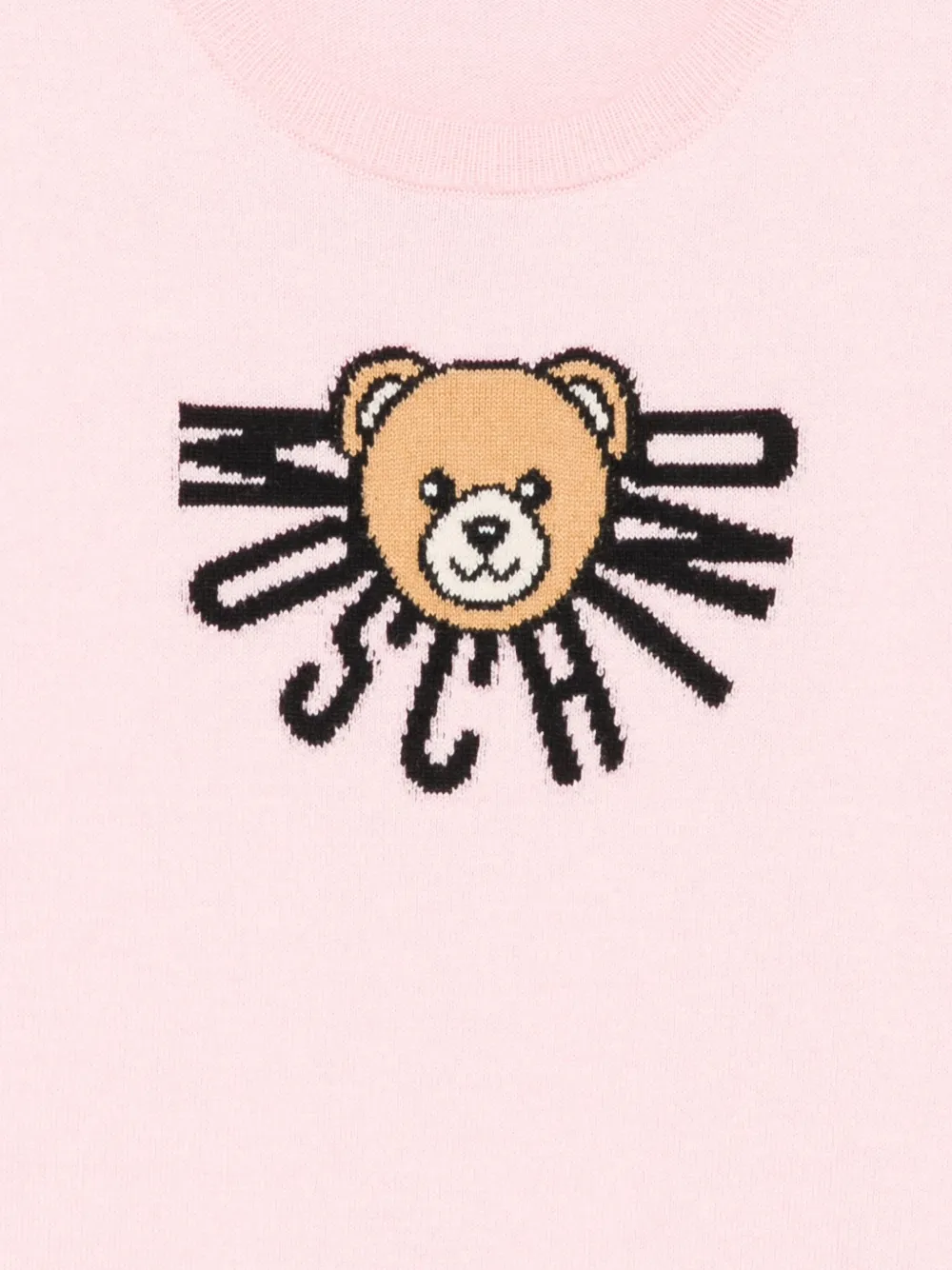 Moschino Kids teddy-logo cotton-wool sweater Roze