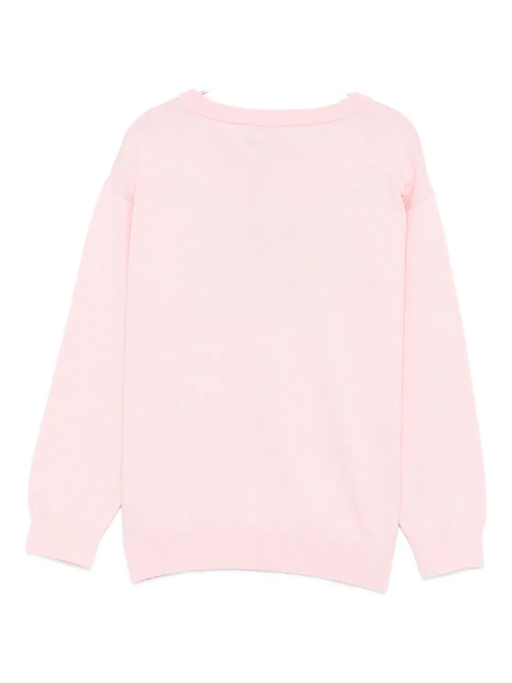 Moschino Kids teddy-logo cotton-wool sweater Roze