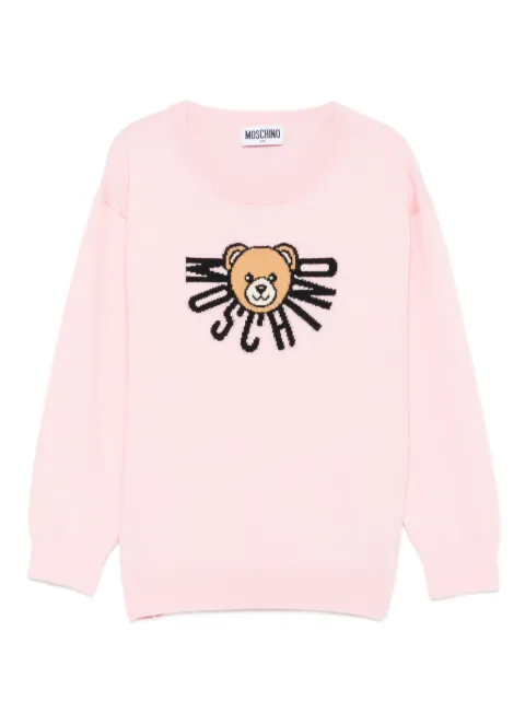 Moschino Kids teddy-logo cotton-wool sweater