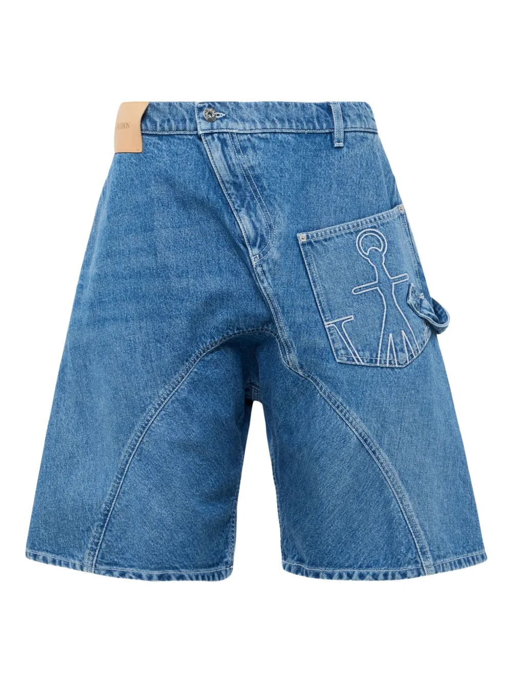 JW Anderson Twisted Workwear denim shorts met ankerpatch Blauw