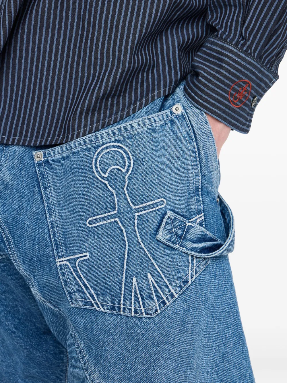 JW Anderson Twisted Workwear denim shorts met ankerpatch Blauw