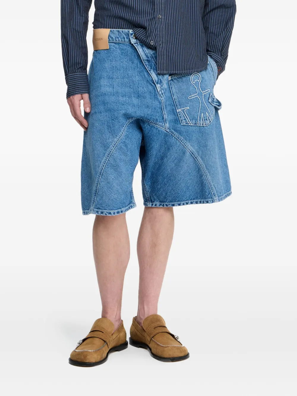 JW Anderson Twisted Workwear denim shorts met ankerpatch Blauw