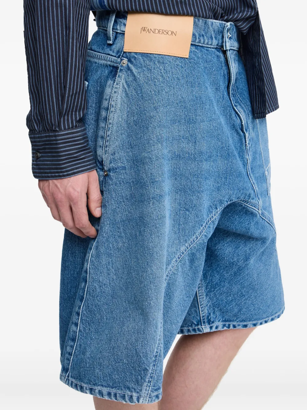 JW Anderson Twisted Workwear denim shorts met ankerpatch Blauw