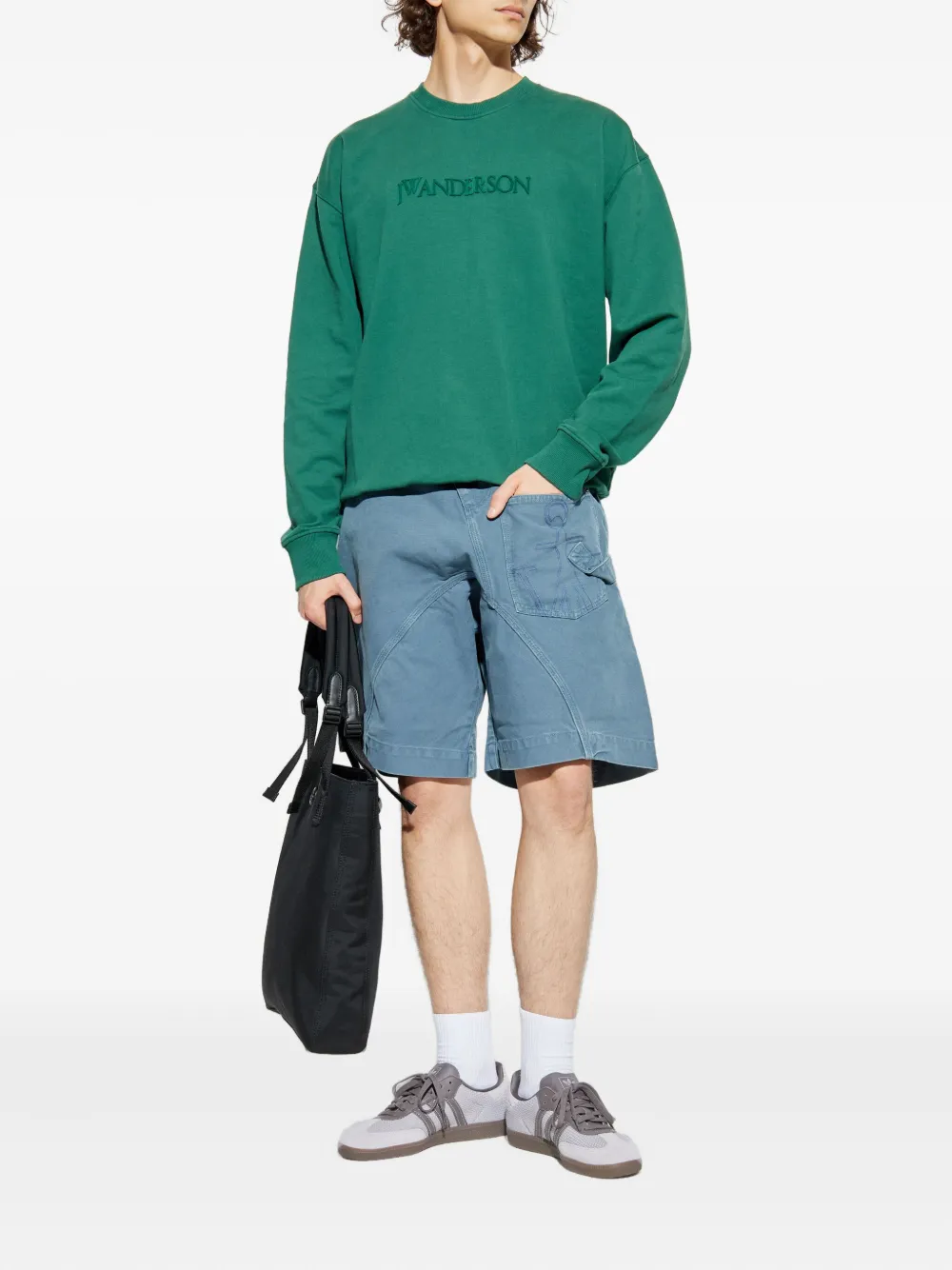JW Anderson Twisted Workwear denim shorts met ankerpatch - Blauw