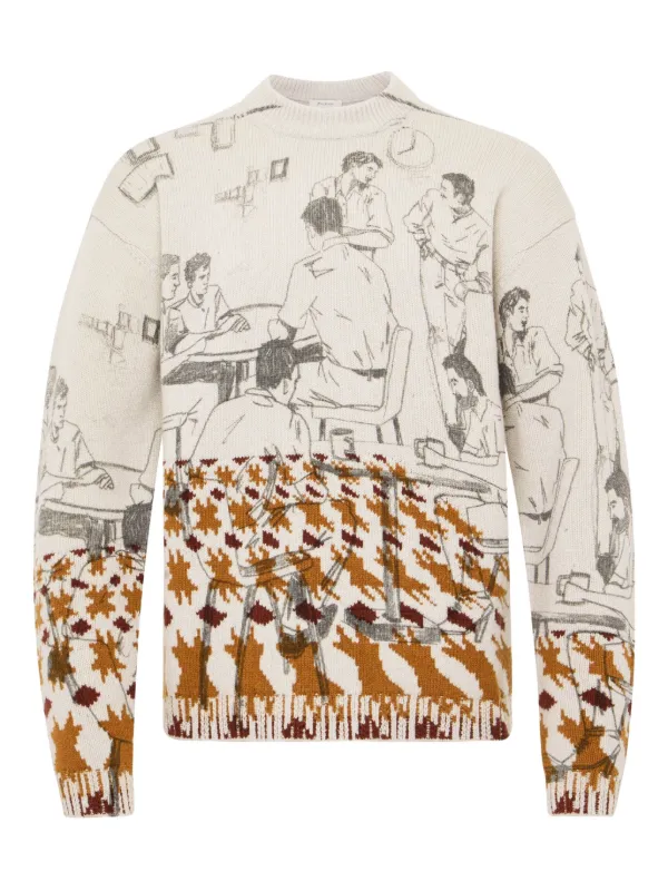 JW Anderson Illustration-pattern Jumper in Grey