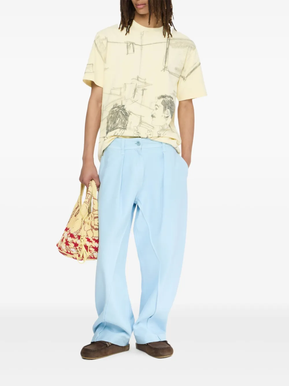 JW Anderson Broek met gedraaide zoom Blauw