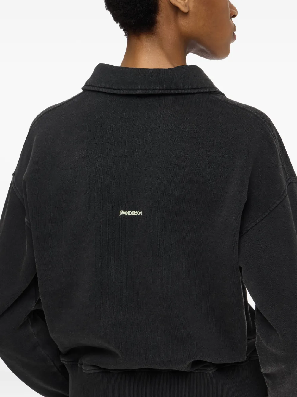 Jw Anderson J. W. Anderson Cropped Polo Sweatshirt With Classic Collar In Black