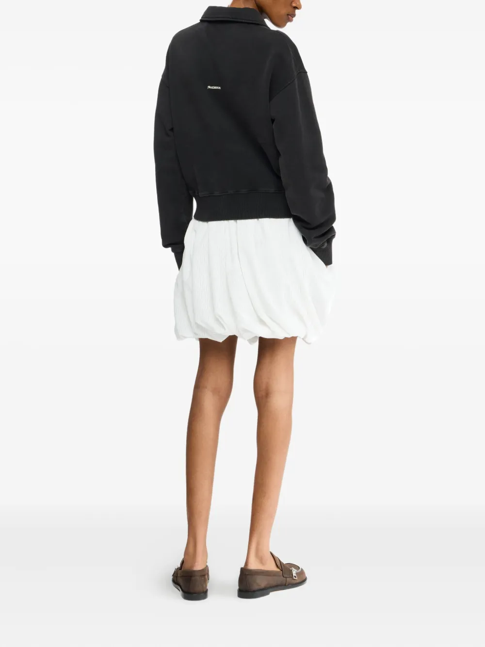 Jw Anderson J. W. Anderson Cropped Polo Sweatshirt With Classic Collar In Black