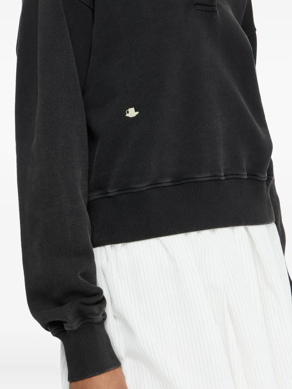 Jw Anderson J. W. Anderson Cropped Polo Sweatshirt With Classic Collar In Black