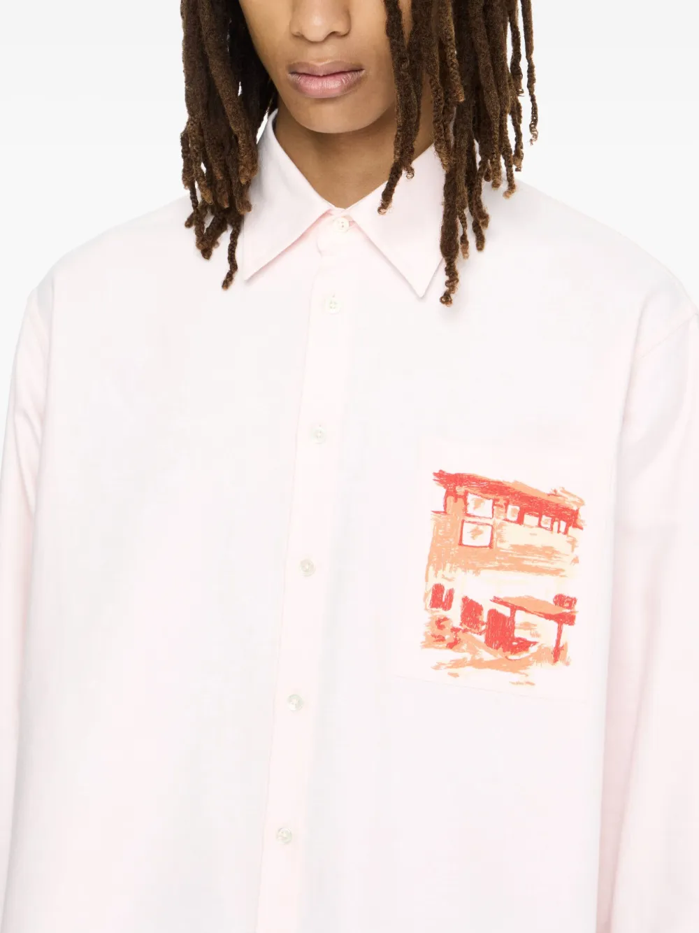 JW Anderson Katoenen overhemd met zakprint Roze
