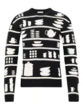JW Anderson tableware-pattern crew-neck sweater - Black