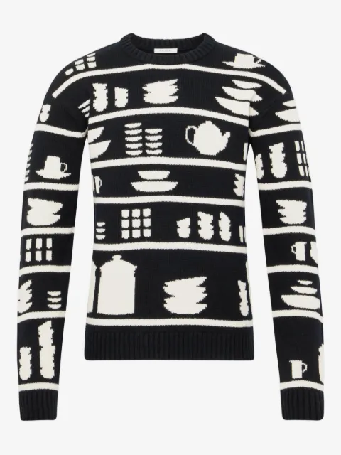JW Anderson 테이블웨어 패턴 크루 넥 스웨터