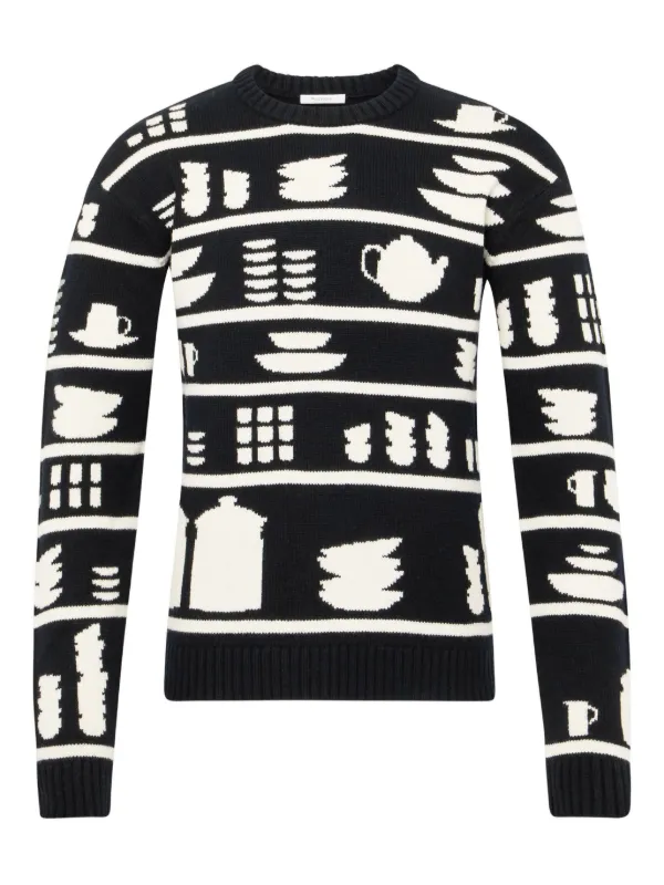 JW Anderson tableware-pattern crew-neck Sweater Black