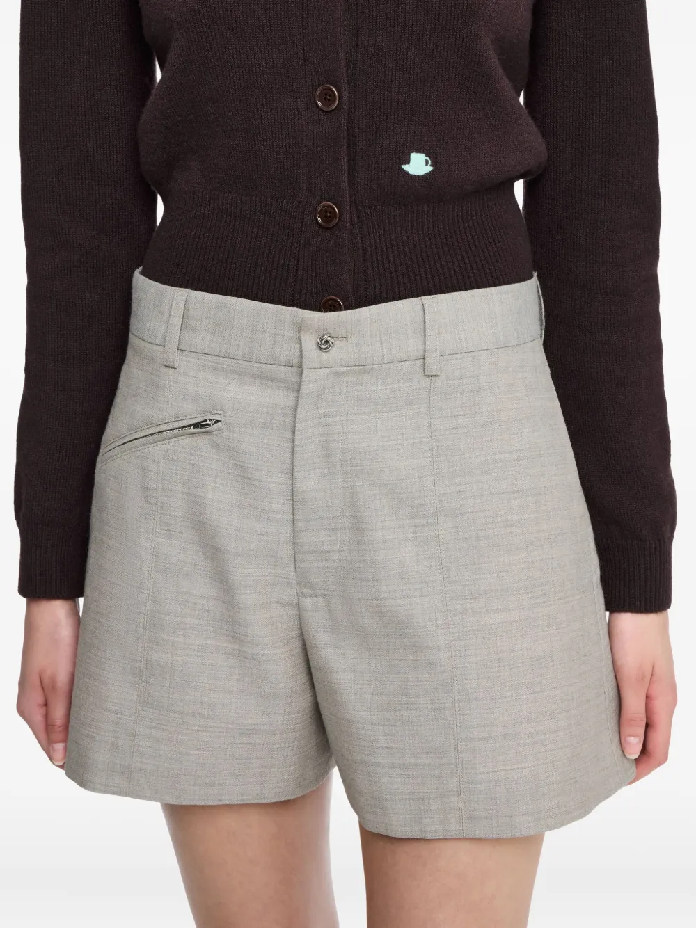 Jw Anderson Zip-pocket Tailored Shorts In Gold