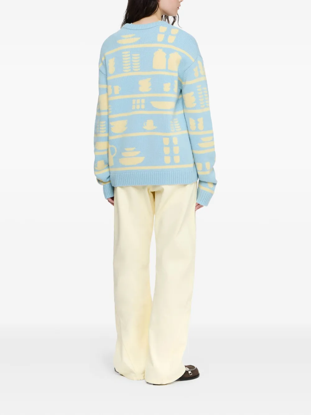 Jw Anderson Crockery-intarsia Wool Jumper In Blue
