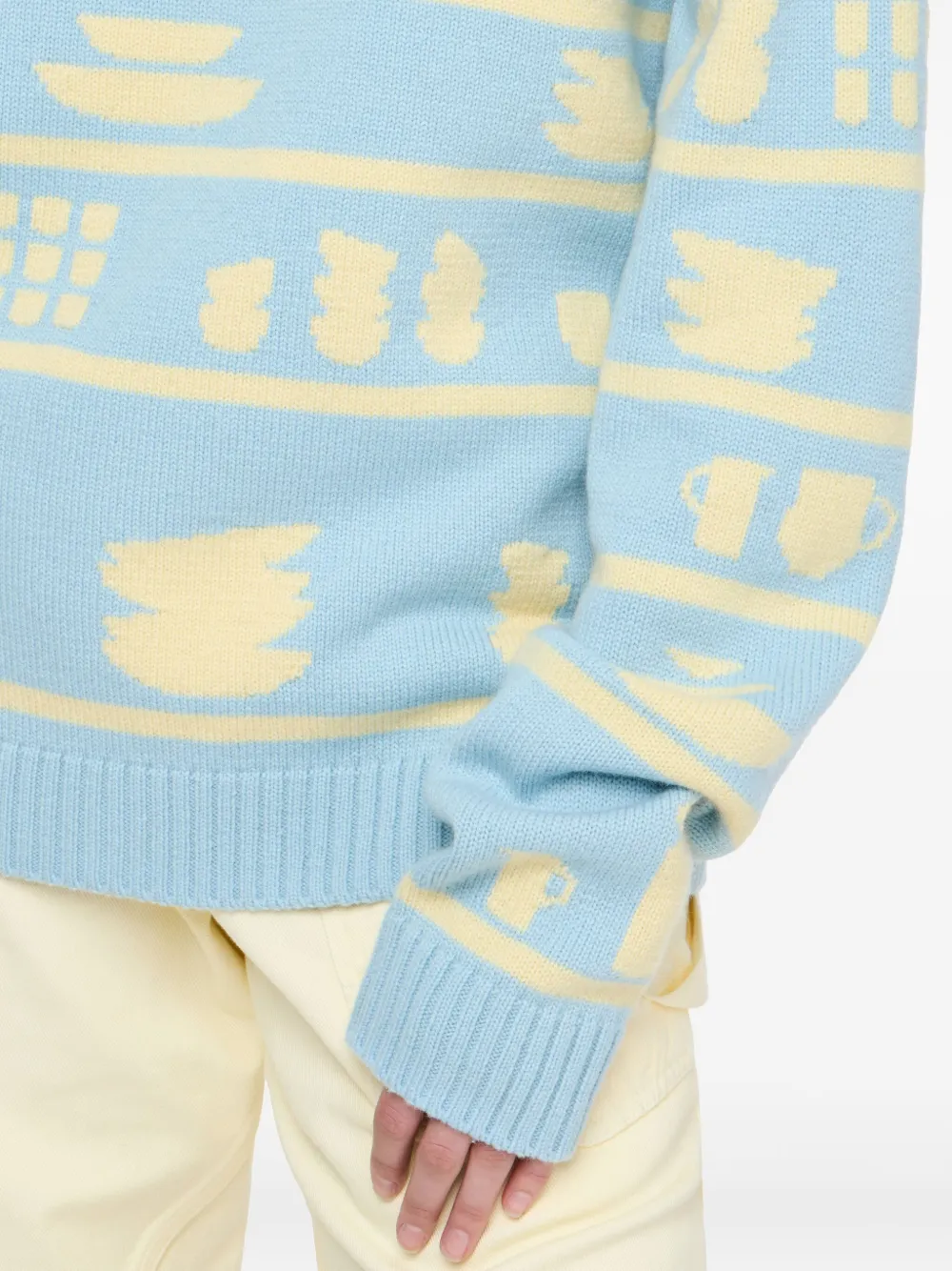 Jw Anderson Crockery-intarsia Wool Jumper In Blue