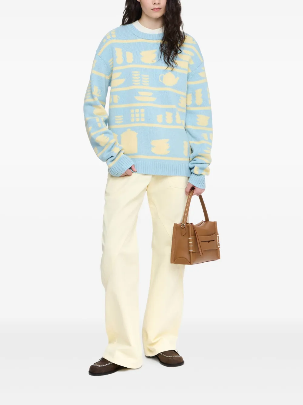 Jw Anderson Crockery-intarsia Wool Jumper In Blue
