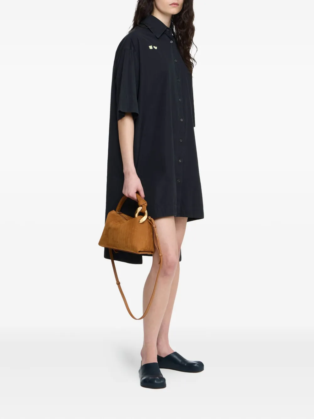 JW Anderson Jurk met korte mouwen en zak Zwart