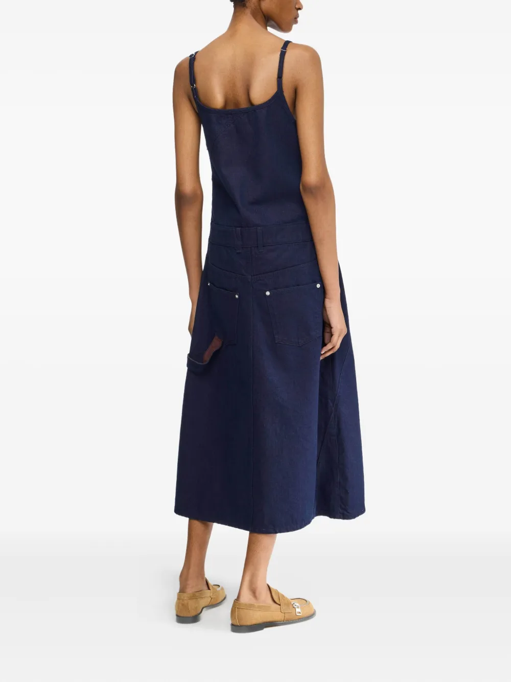 JW Anderson Denim midi-jurk met vlakken - Blauw