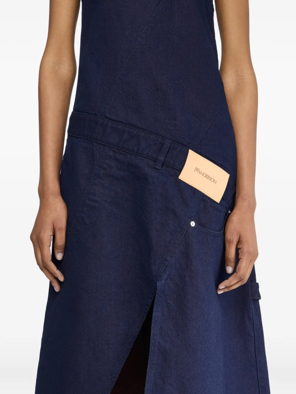 JW Anderson Denim midi-jurk met vlakken Blauw