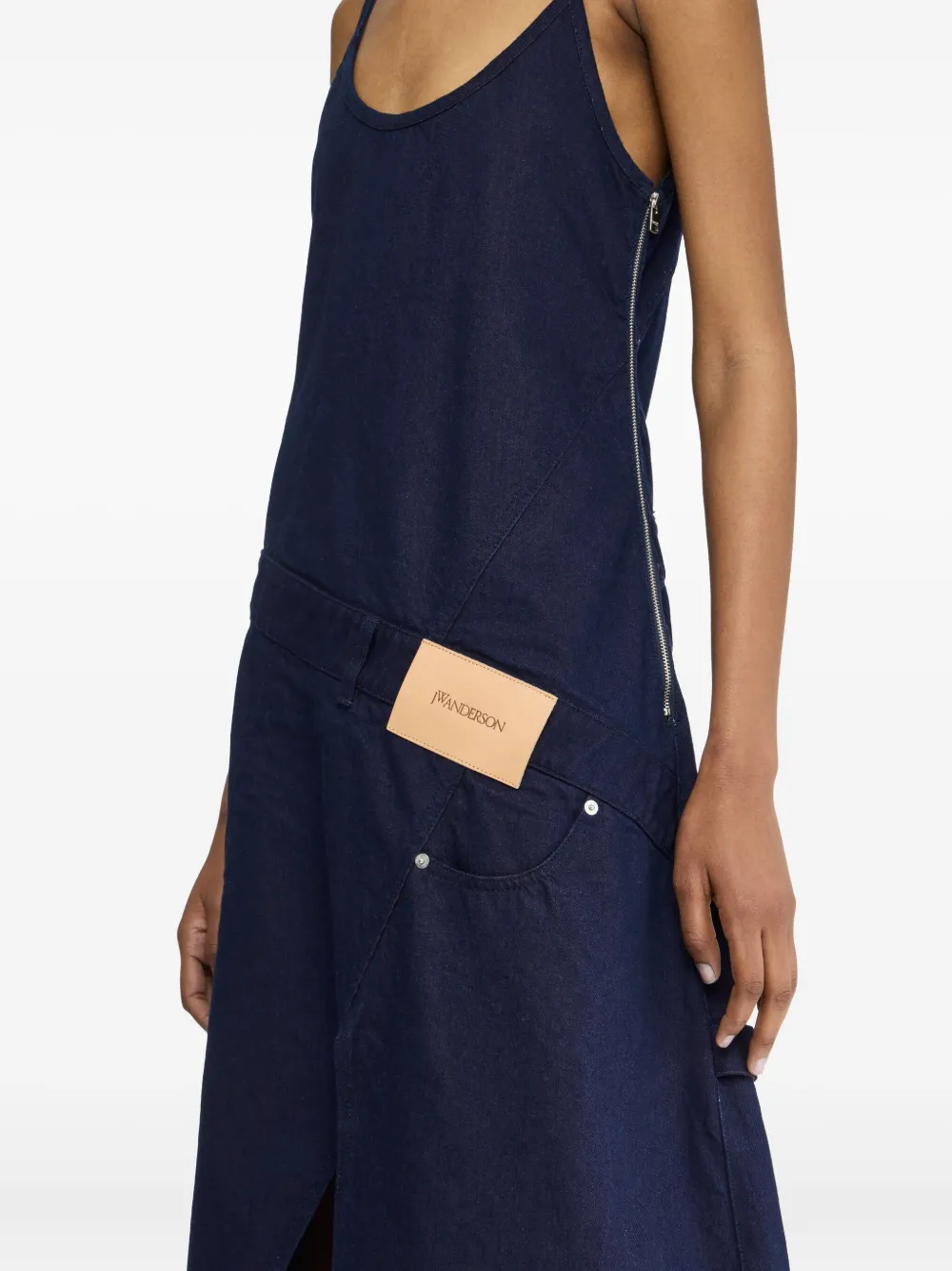 JW Anderson Denim midi-jurk met vlakken Blauw