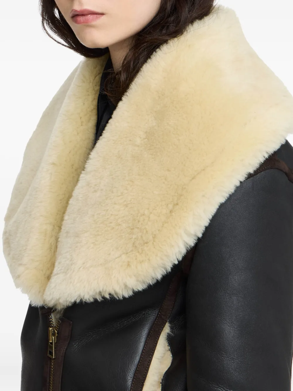 JW Anderson Leren jack met lammy kraag Bruin