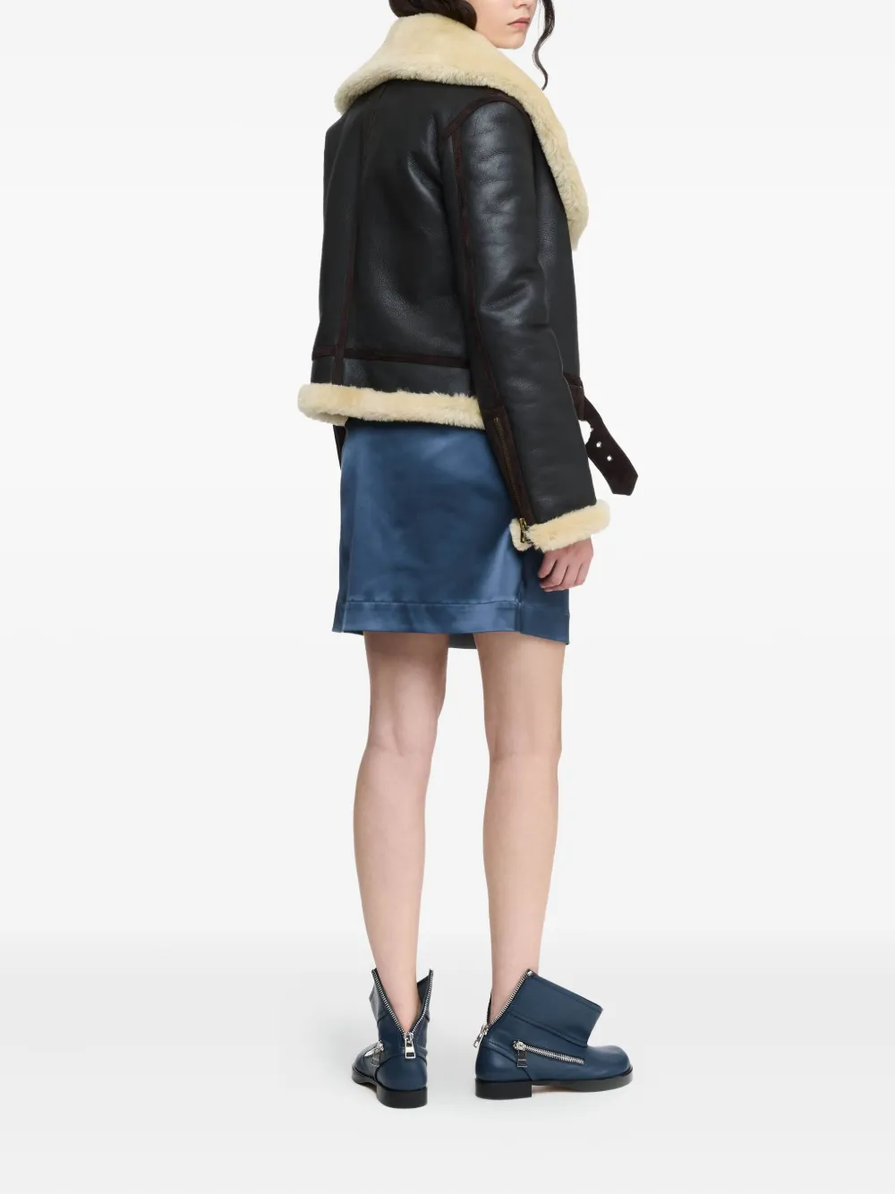 JW Anderson Leren jack met lammy kraag Bruin