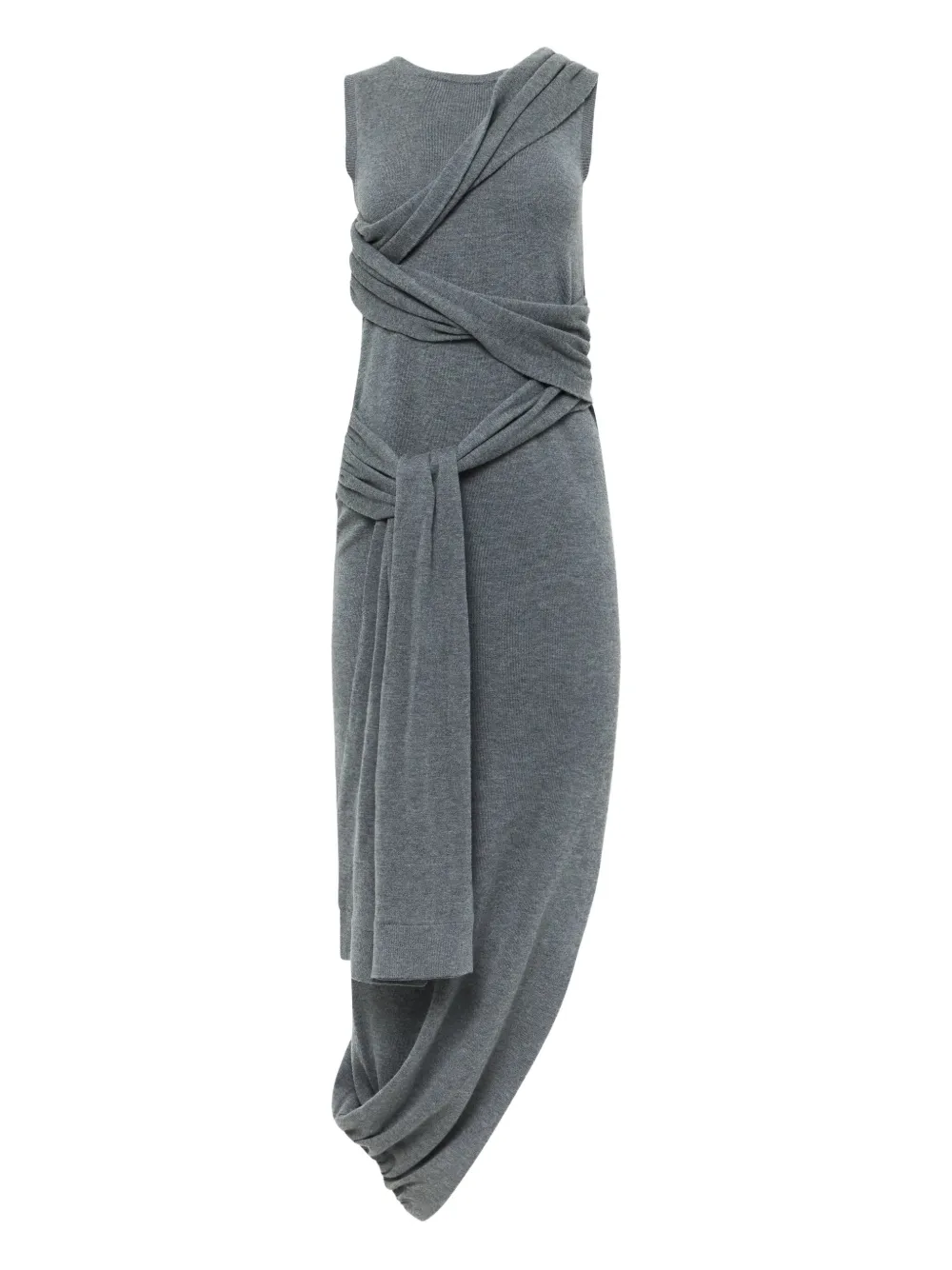 JW Anderson Gedrapeerde jurk met gestrikte taille Grijs