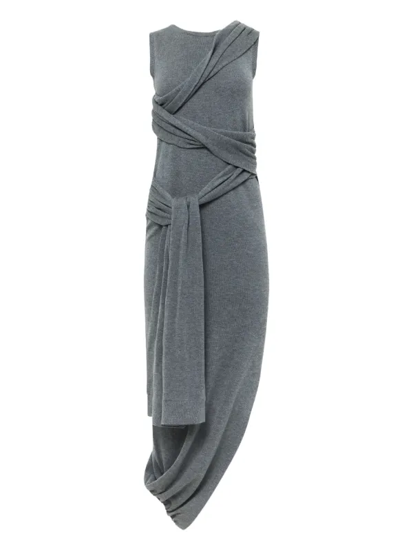 Jw Anderson Women's Asymmetric Draped Knit Dress in Grey | Size: Small