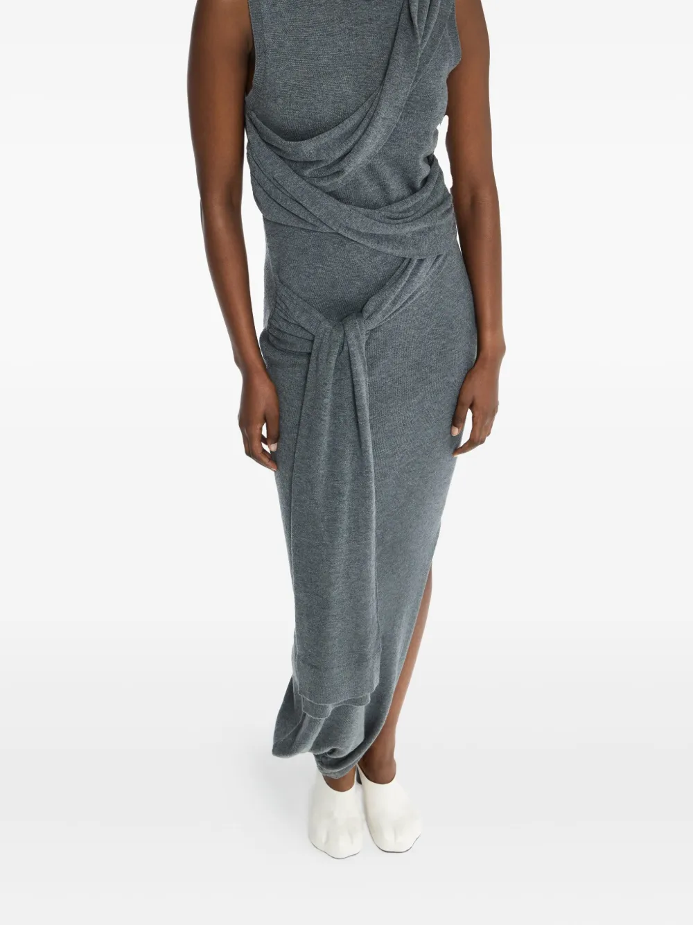 JW Anderson Gedrapeerde jurk met gestrikte taille Grijs
