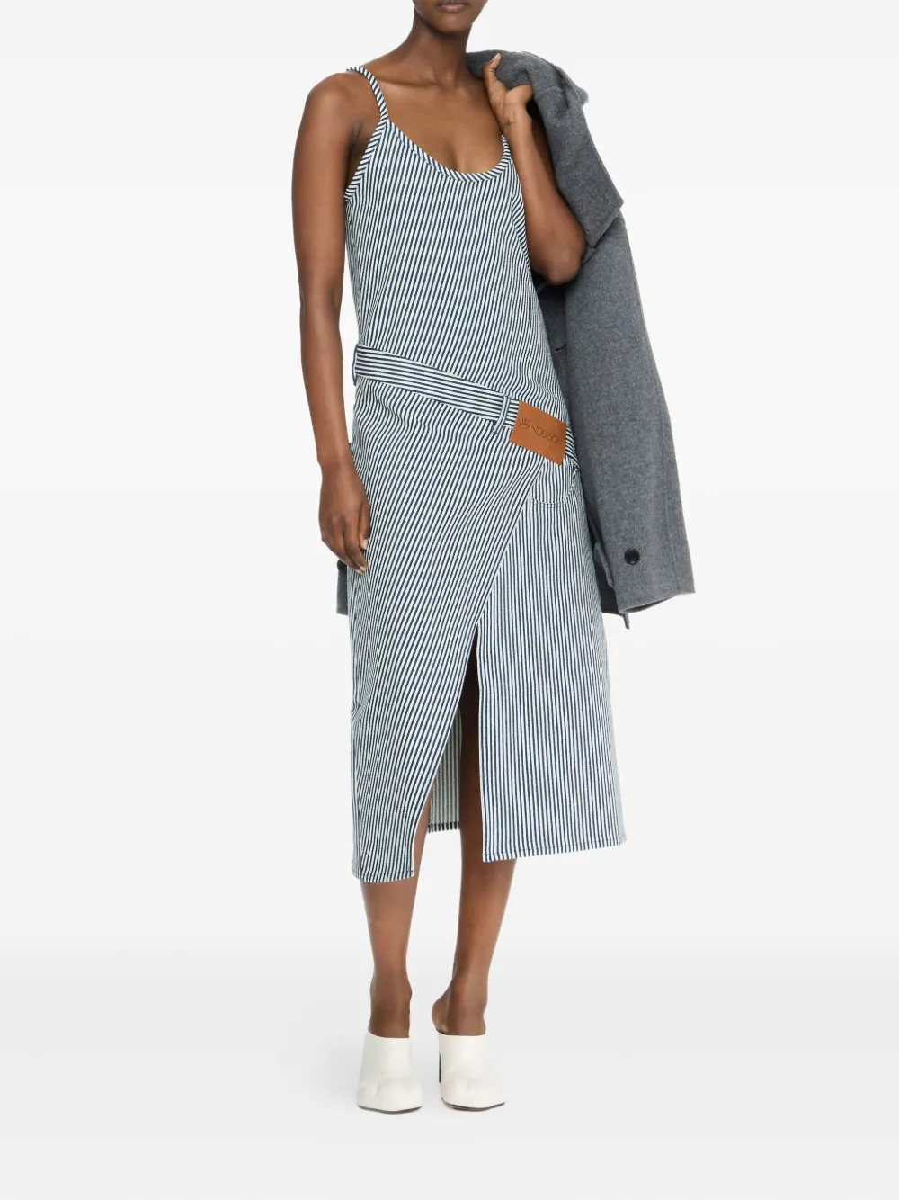 JW Anderson stripe-panel belted dress | Blue | Image 1