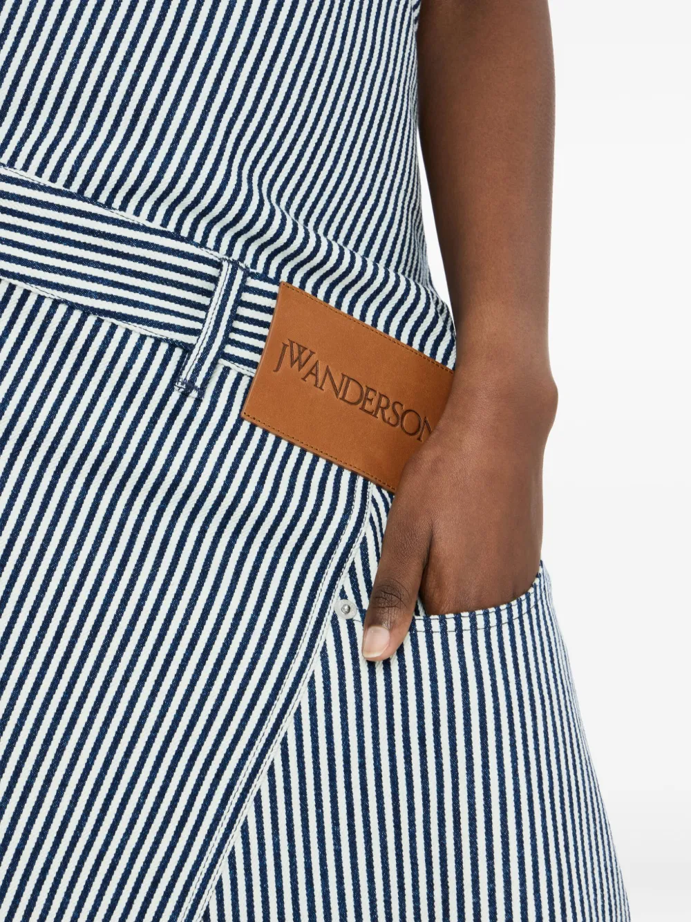 Jw Anderson Stripe-panel Belted Dress In Gray