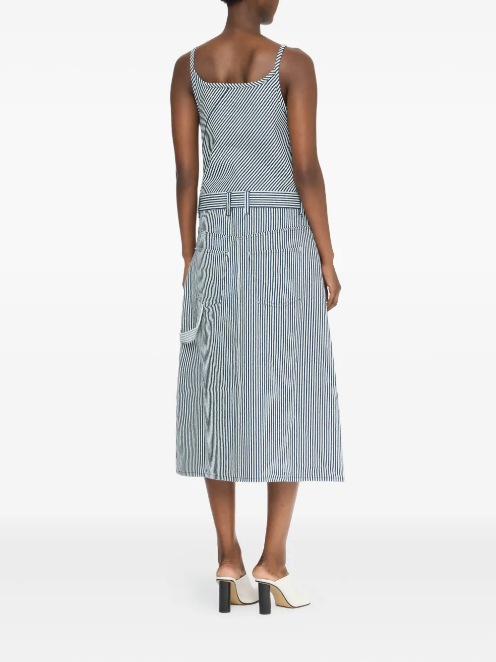 JW Anderson Jurk met ceintuur en gestreept vlak - Blauw