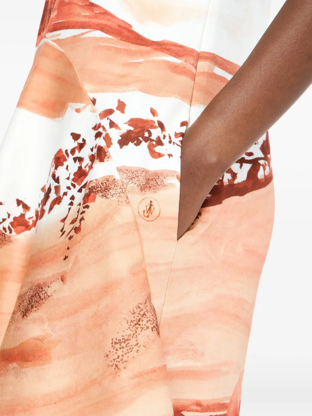 Jw Anderson Watercolour Print V-neck Dress In Neutral