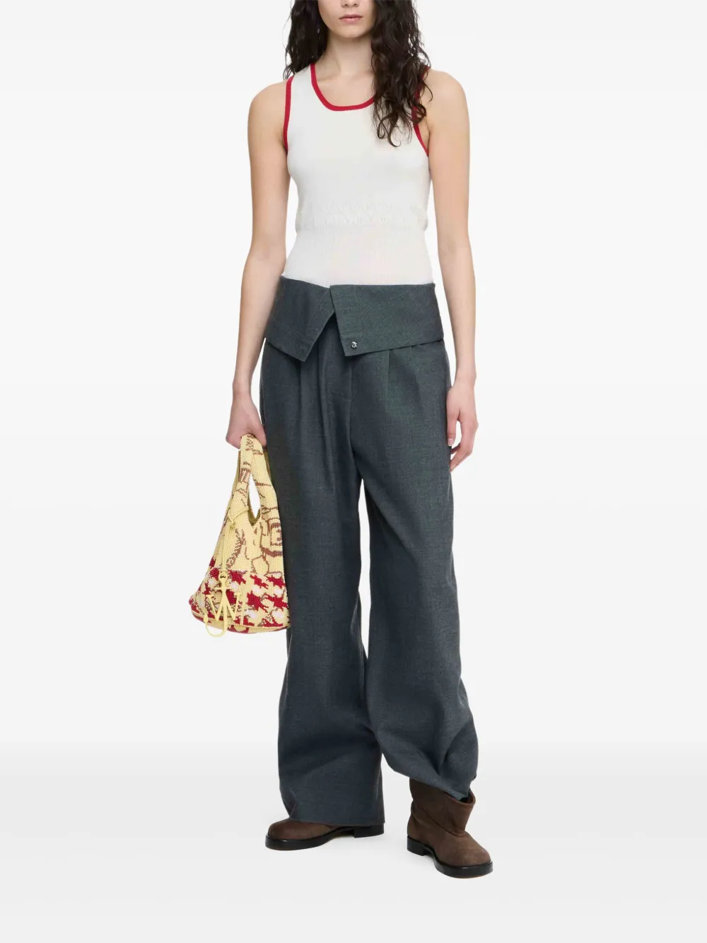 JW Anderson Geplooide broek met gewikkeld effect Grijs