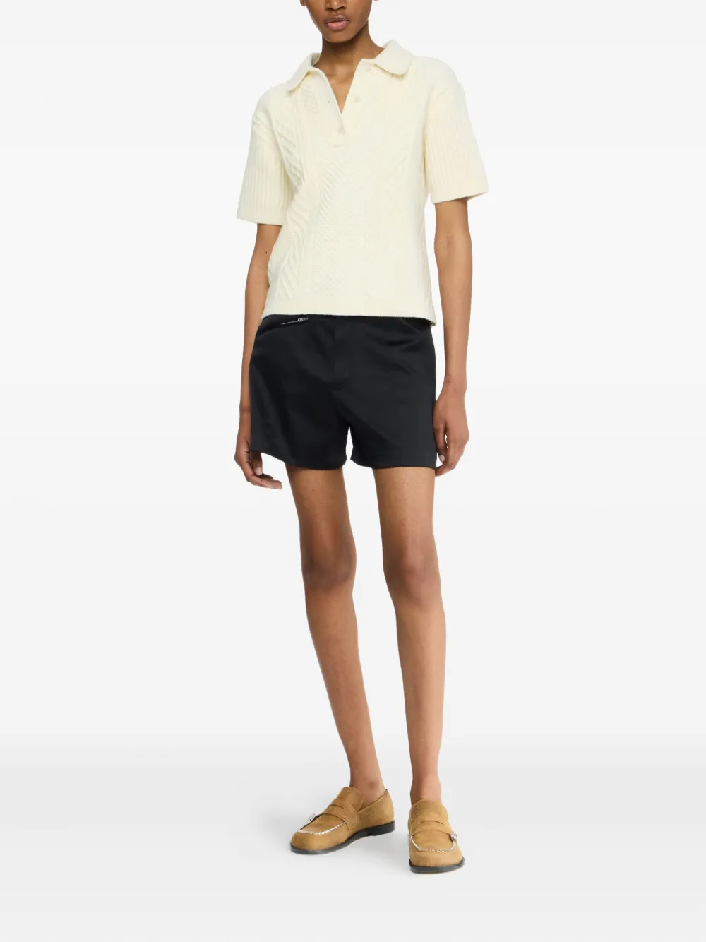 JW Anderson cable-knit polo top Beige