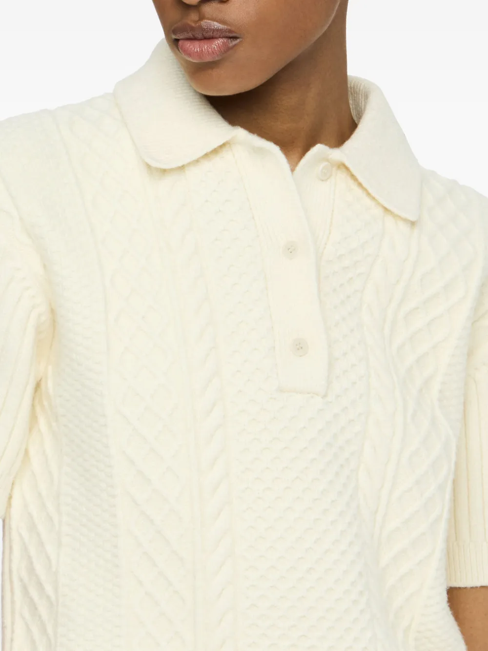 JW Anderson cable-knit polo top Beige