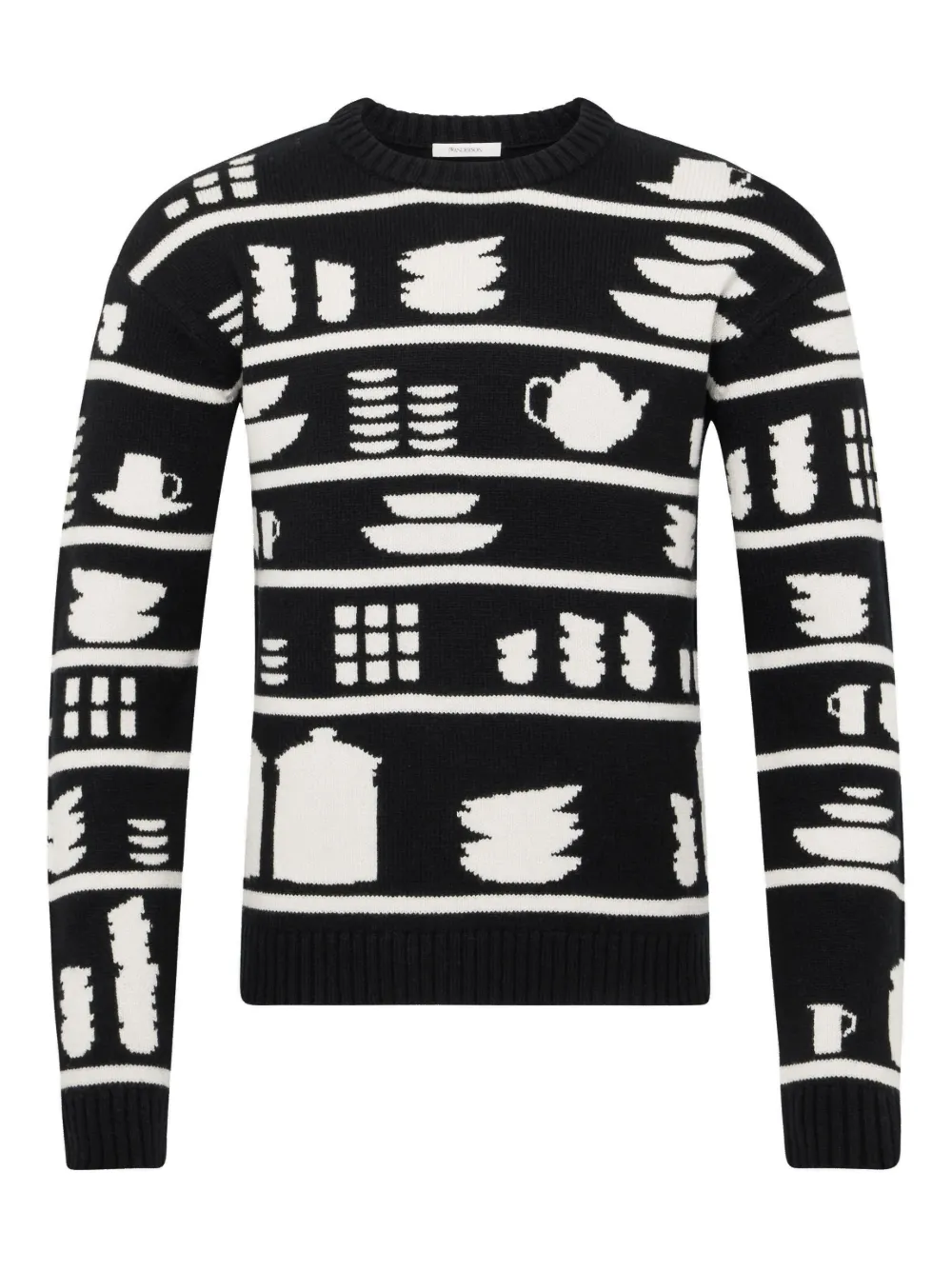 tableware-pattern crew-neck sweater