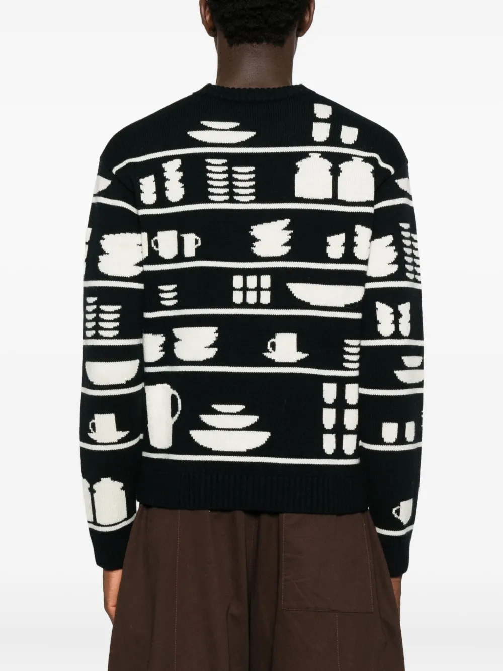 JW Anderson Tableware-pattern Crew-neck Sweater in Black, view 4