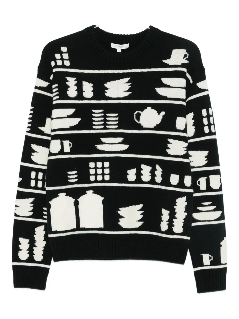 JW Anderson tableware-pattern crew-neck sweater | Black | Image 1