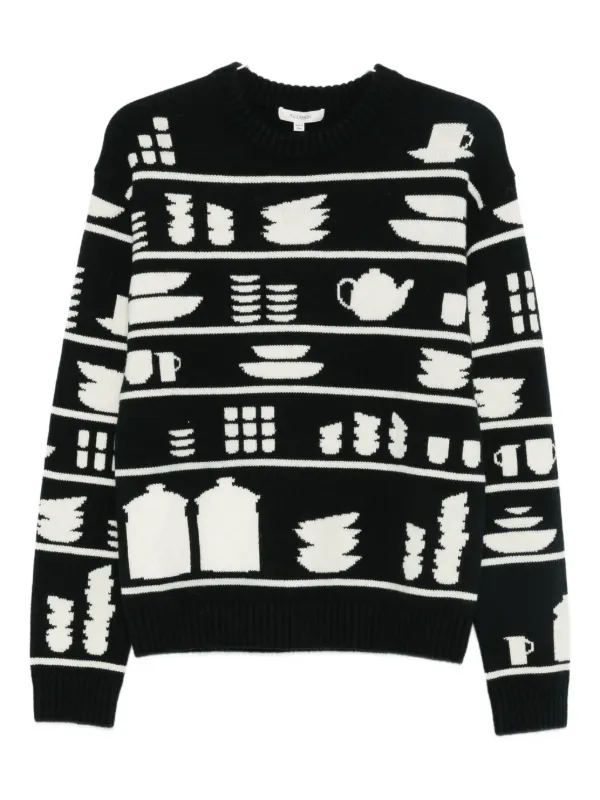 JW Anderson Tableware-pattern Crew-neck Sweater in Black